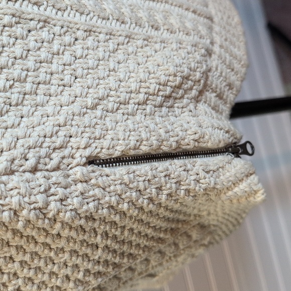 L.L. Bean Signature Fisherman Tunic Cable Knit Sweater Side Zip Cotton Med Cream - Picture 5 of 9